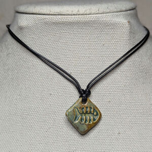 Fish Skeleton Pendant Ceramic Boho Hippie Sardine Handmade Adjustable Necklace